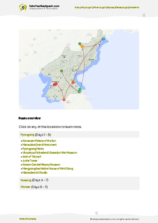 example page 4 from our offline Travel Guide for North Korea